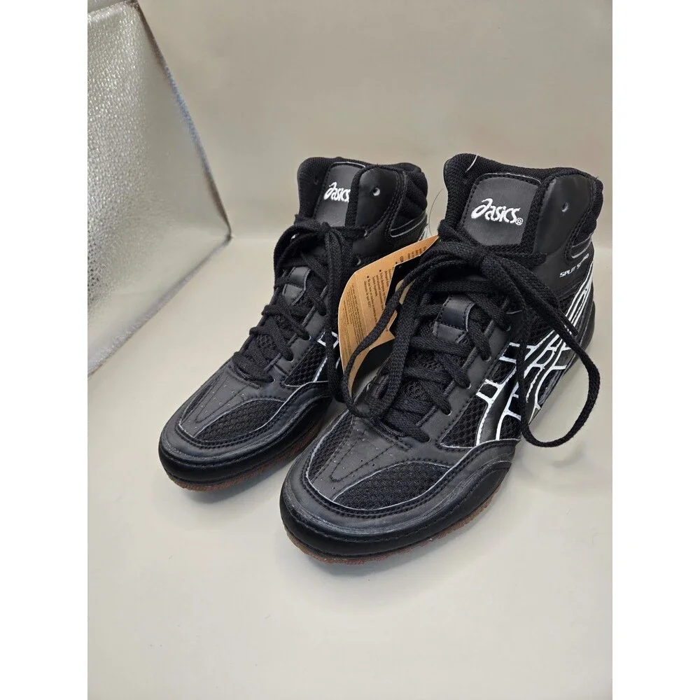 Asics Split Second Wrestling Shoes Men's 6.5 Black White Gum Training Gym jy601